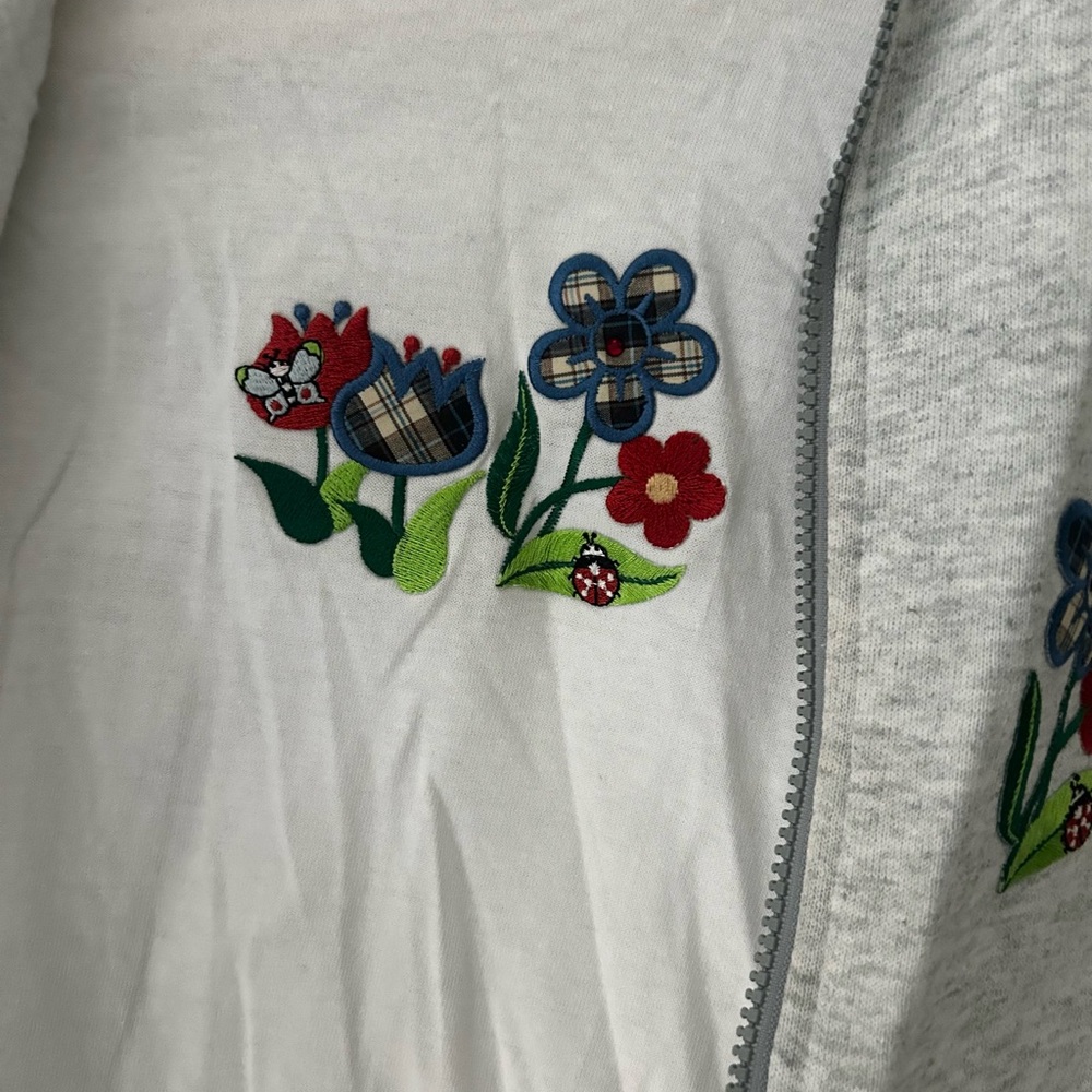 Vintage Jerzees Fruit Of Loom Gray Embroidered Sweatshirt and Tee Set medium - Picture 3 of 7